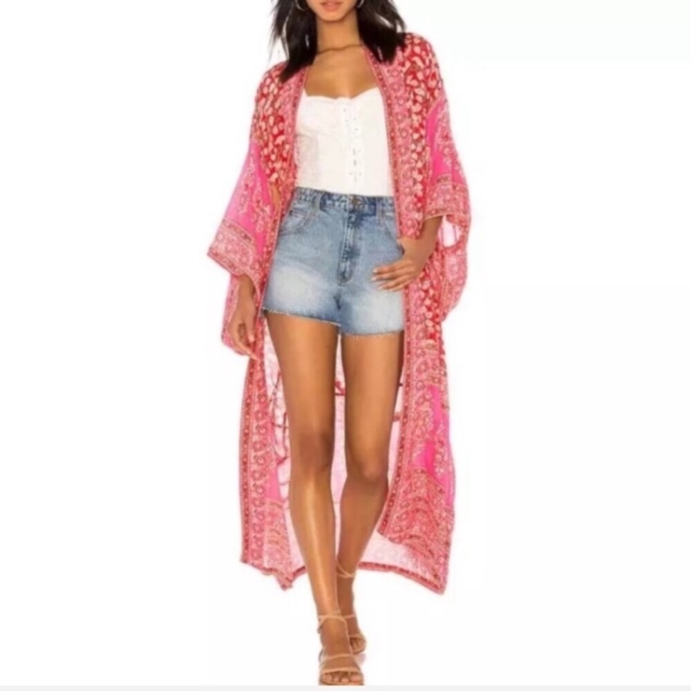 New! Red Floral Kimono - Picture 3 of 5